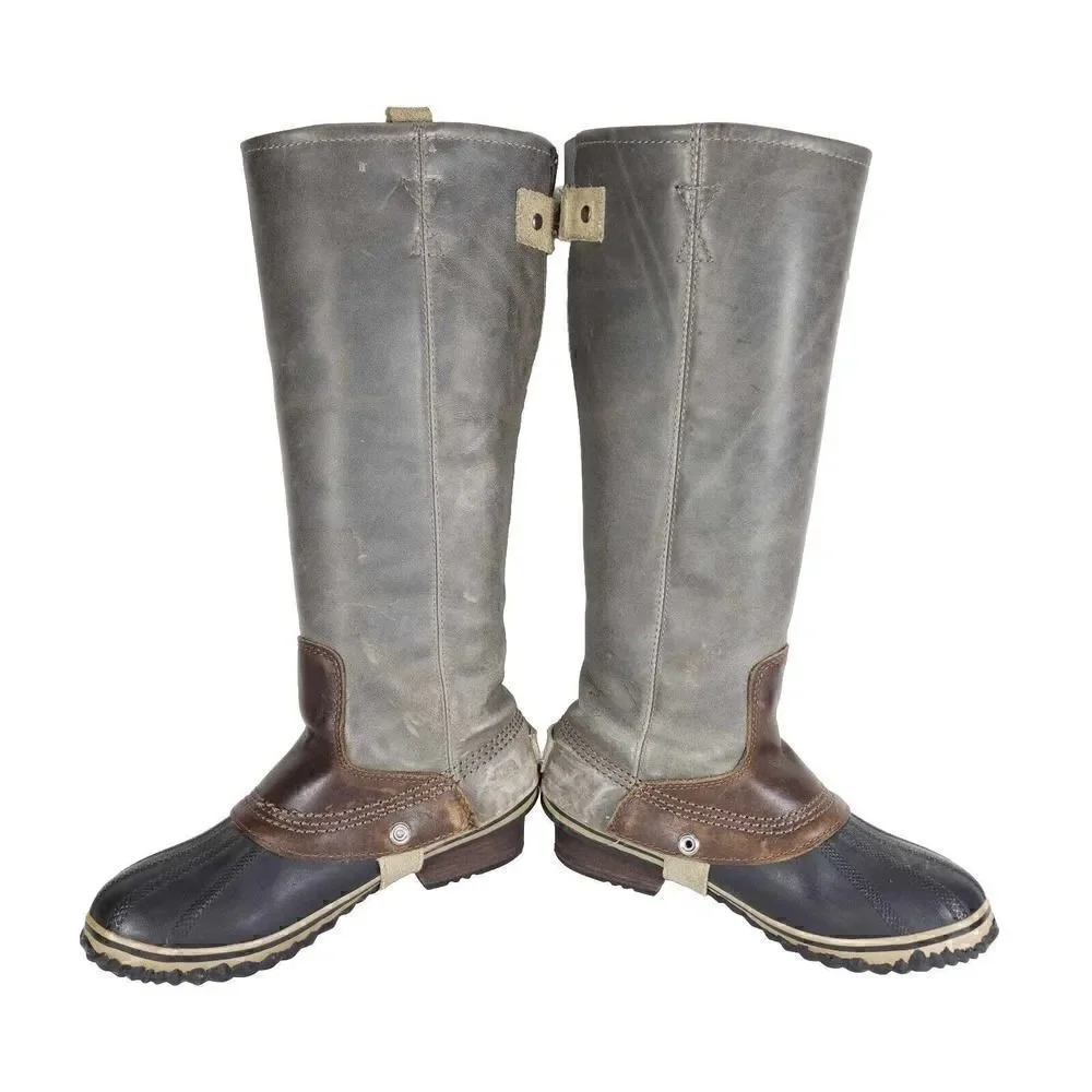 Sorel Women's Slimpack US6,5 Gray Leather Tall Waterproof Equestrian Snow Boots